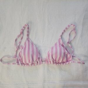 Pink VS Pink and White Striped Bikini Top. Size: L